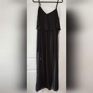 BONGO LONG BLACK DRAPEY SHEER SPAGHETTI STRAP DRESS JUNIOR SIZE 9